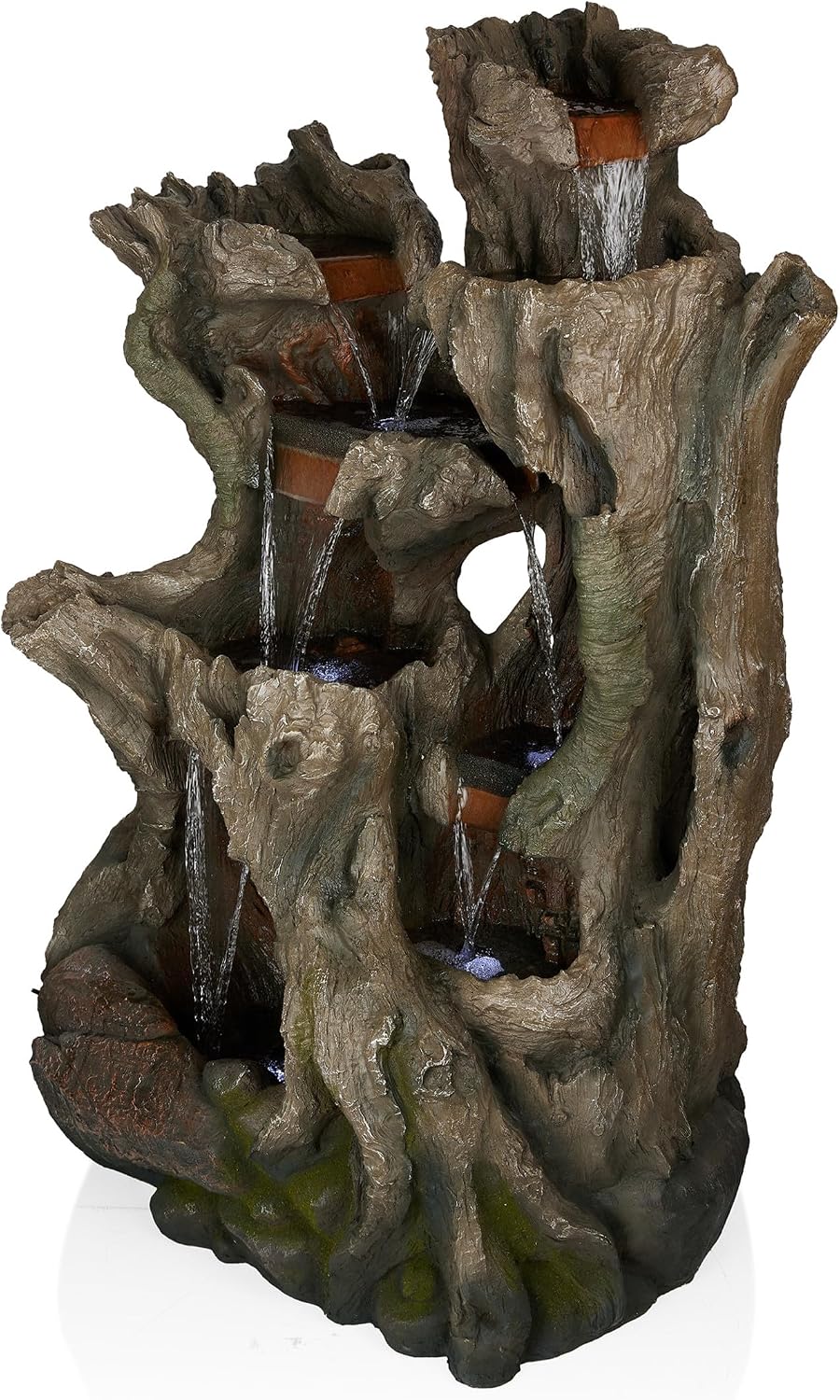 Alpine Corporation WIN1398 Outdoor Cascading Willow Tree Floor Fountain with Cool White LED Lights, 53' Tall