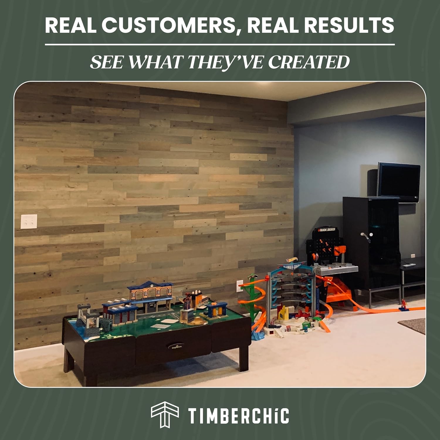 TIMBERCHiC 100% Reclaimed Wood Wall Planks - Made in USA - Peel-and-Stick Panels for Interior Decor - DIY Accent Wall Panels, Driftwood (3' x 20 Sq Ft)