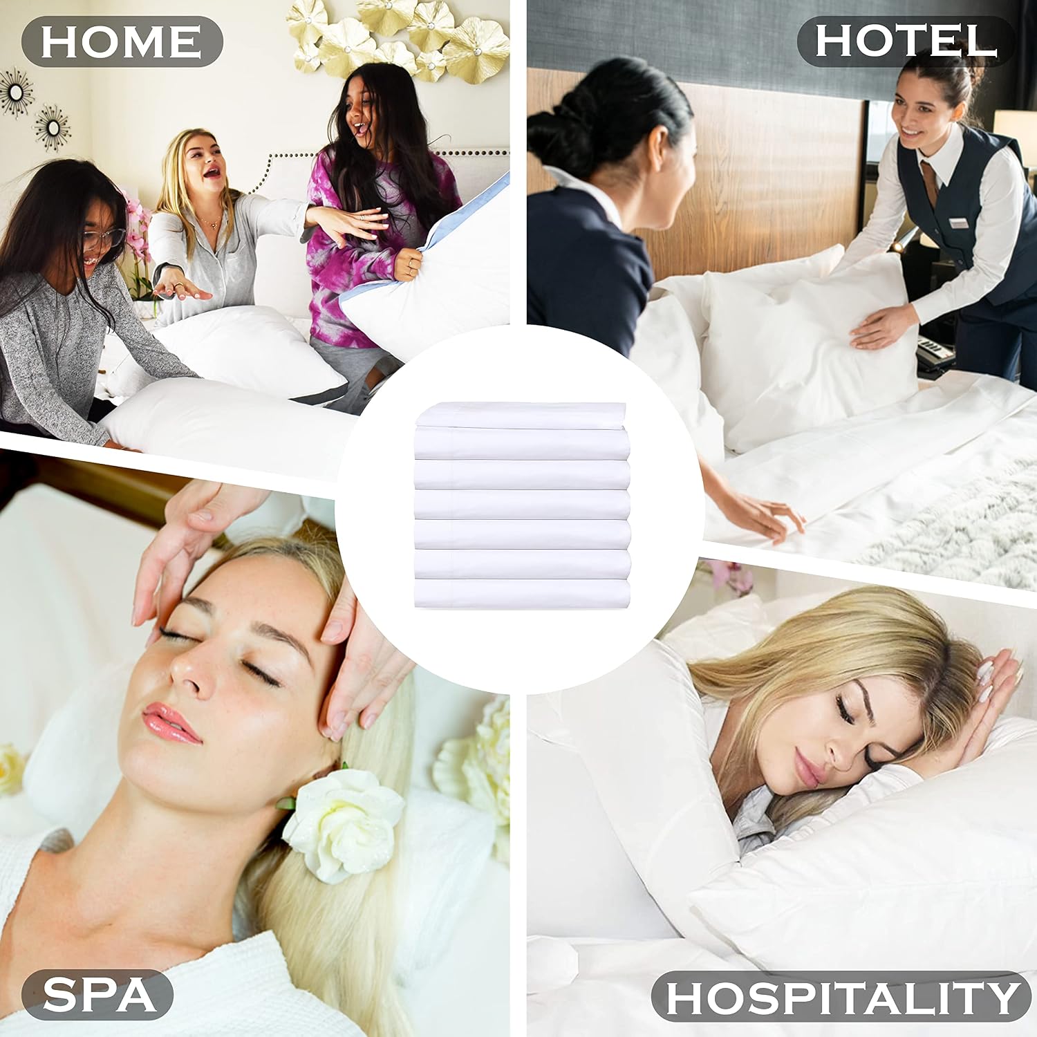 Twin Flat Sheet Pack of 12 Bulk (66 x 108 Inches) White Polycotton T-200 Percale Weave - Top Bed Sheet for Home Bedding, Hospital, Massage Table Hotel, Easy Care, Soft Feel (12, Twin T-200 Flat Sheet)