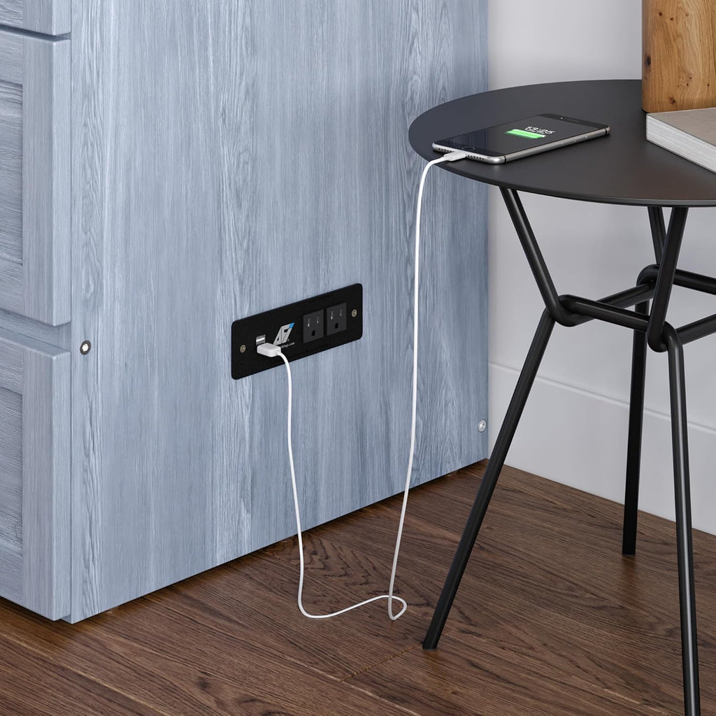 AFI, Northfield Murphy Bed Chest Twin XL with 6' Mattress, Storage Drawer & Built-in USB Charger, Driftwood