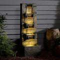 Outdoor Waterfall Fountain with LED Lights, 41' Tall Stone-Look Cascading Water Feature for Home Décor, Realistic Flowing Water Sound for Relaxation, Freestanding Indoor/Outdoor Fountain