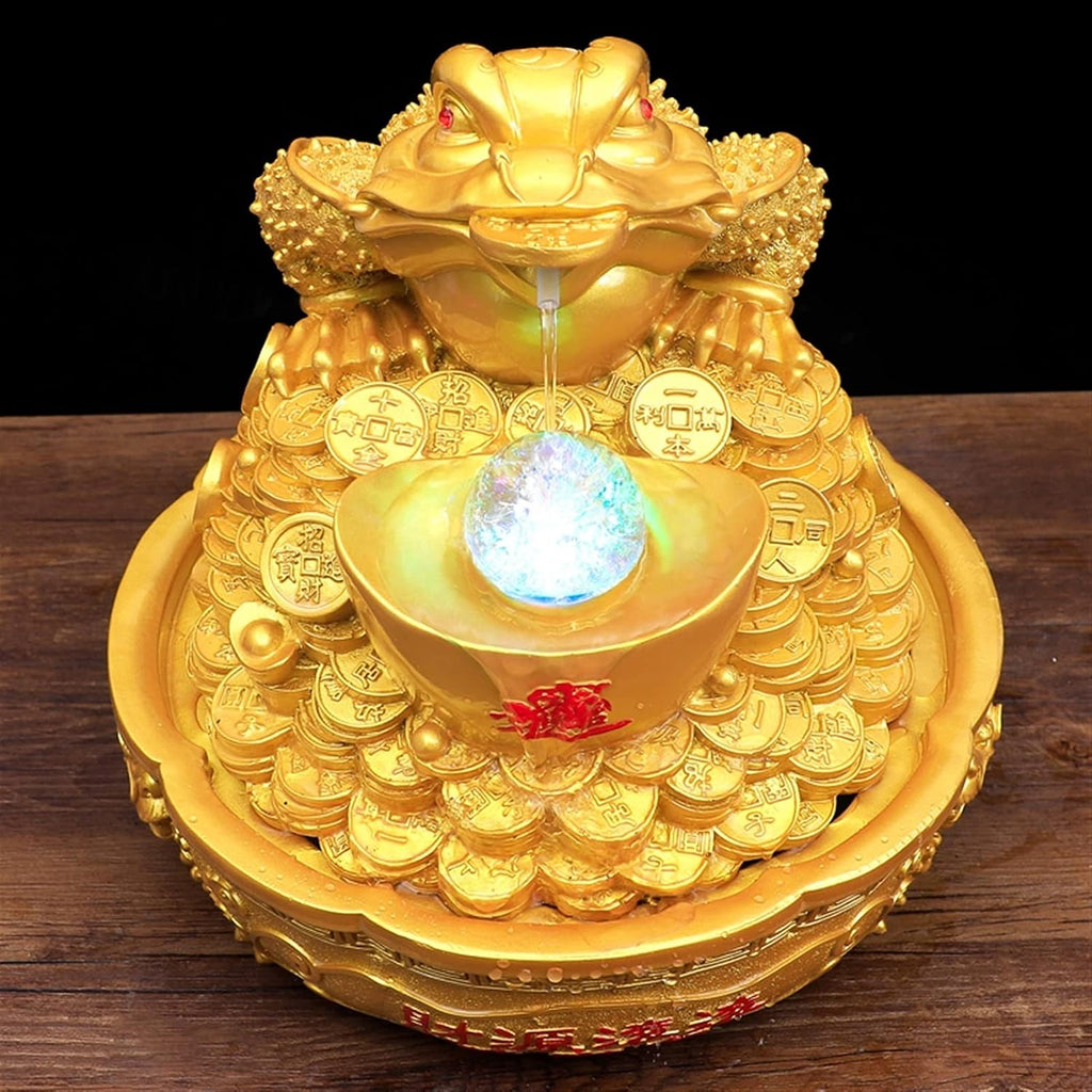 Tabletop Water Fountain Golden Lucky Tabletop Fountains Resin Indoor Waterfall Fountain Home Office Feng Shui Wealth Lucky Decoration Opening Housewarming Gift Home Decor