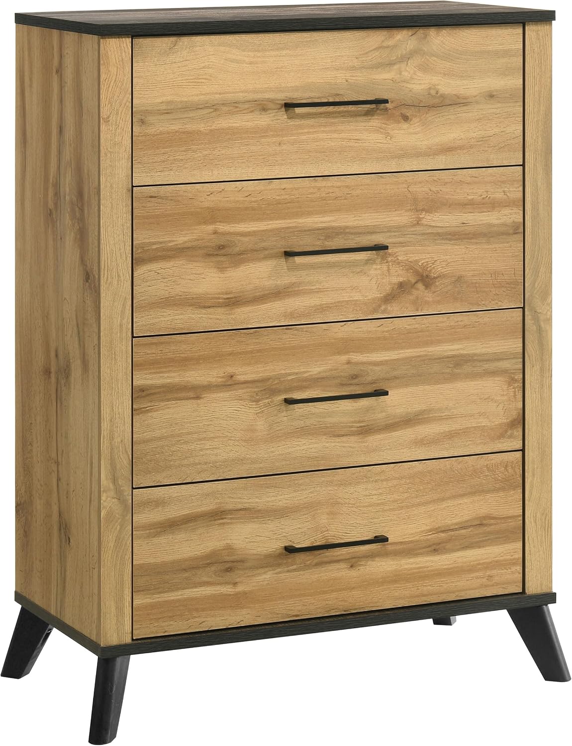 Coaster Home Furnishings Kaywood Mid-Century Modern 5-Piece Bedroom Set Queen Size Panel Bed Frame 52-inch Headboard Weathered Brown and Natural Pine 225001Q-S5