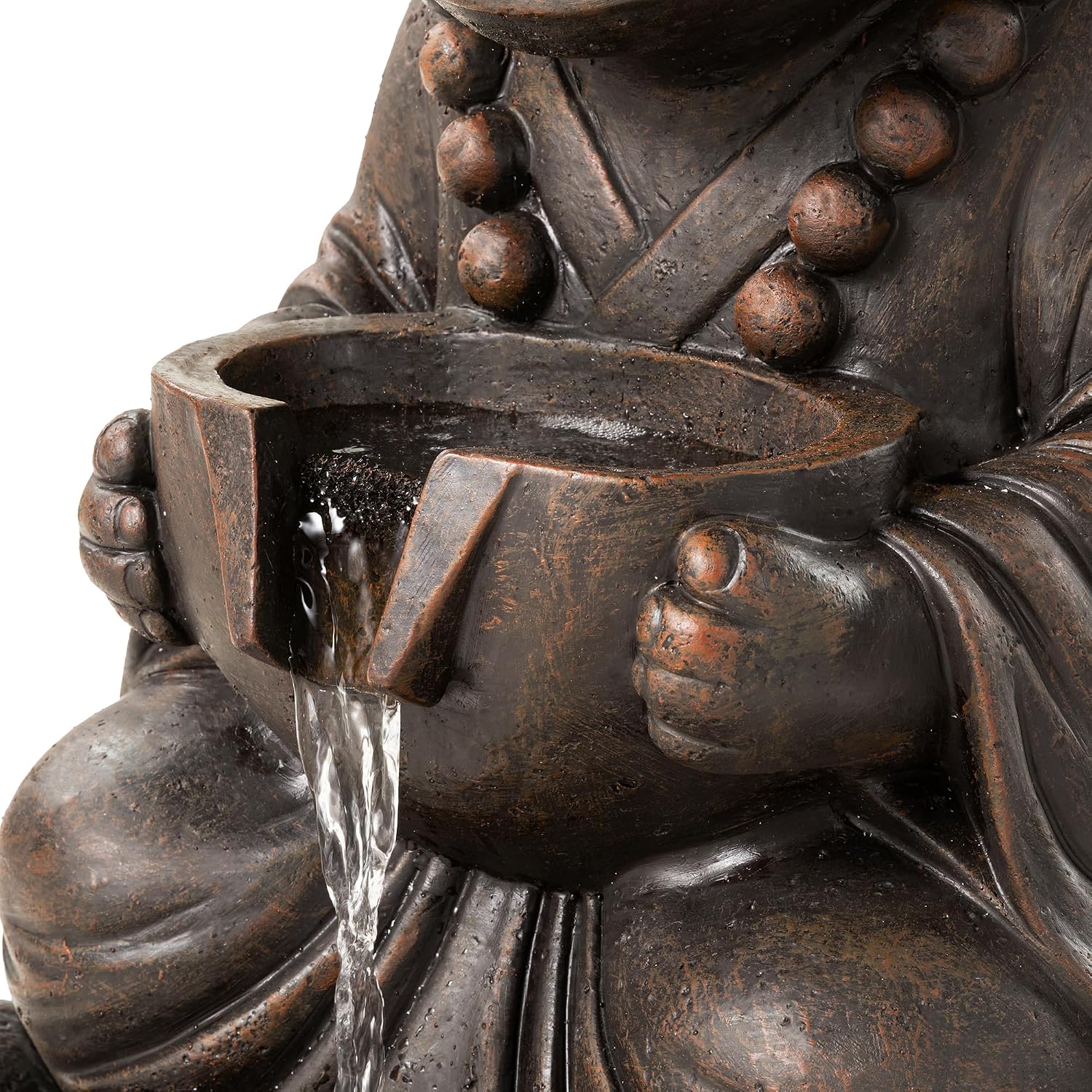 Glitzhome Water Fountain Outdoor, Outdoor Fountain with Lights, Zen-Style Water Fountain with Pump, 22' H 2-Tiered Bronze Hippo Polyresin Water Feature for Home Patio Garden Backyard Decor