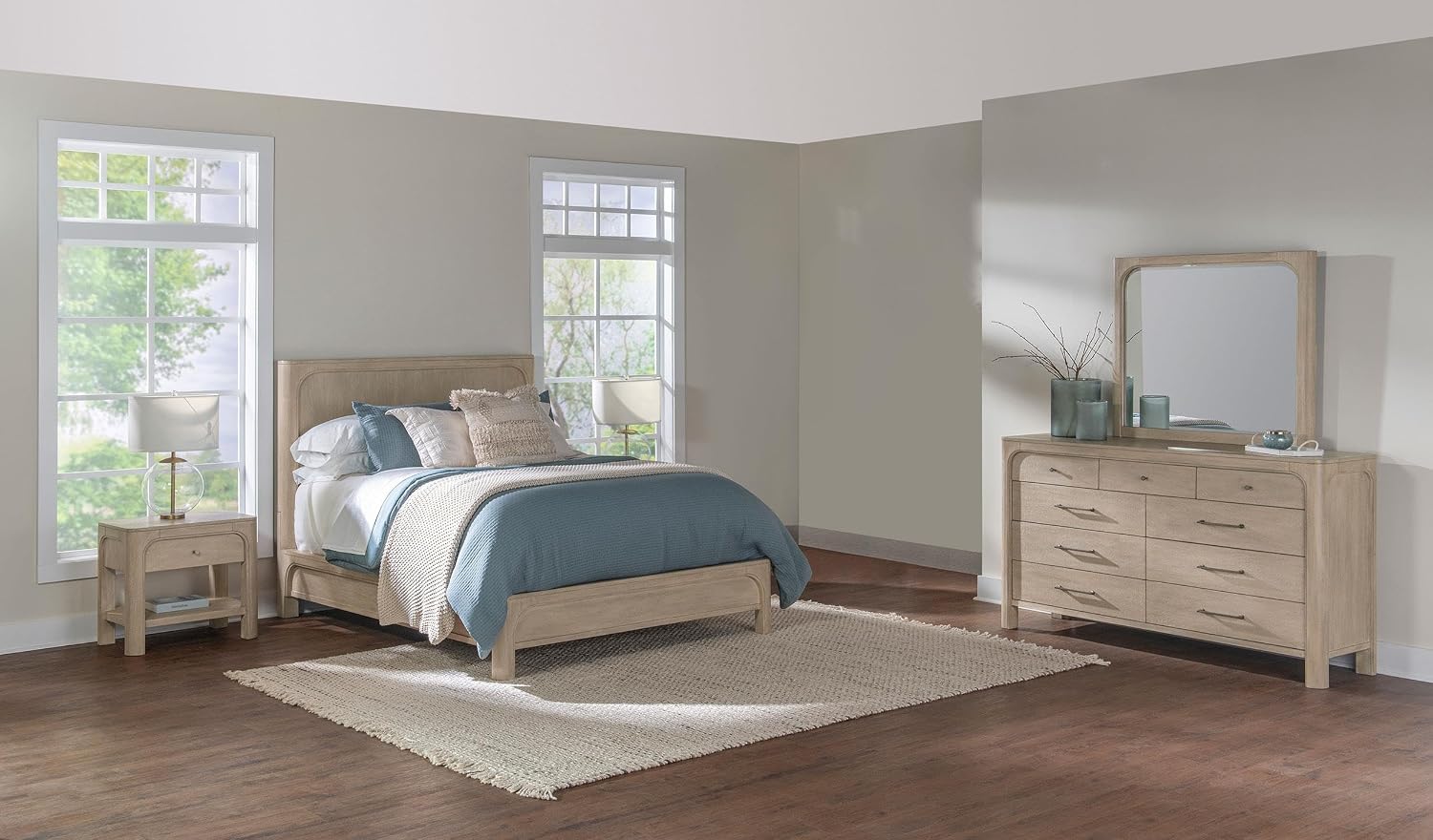 Coaster Home Furnishings - Solano - Wood - 4-Piece Bedroom Set with Arched Frame, Dual USB Ports and Upholstered Headboard - Bedroom - Eastern King Size - Weathered Mango - 222521KE-S4