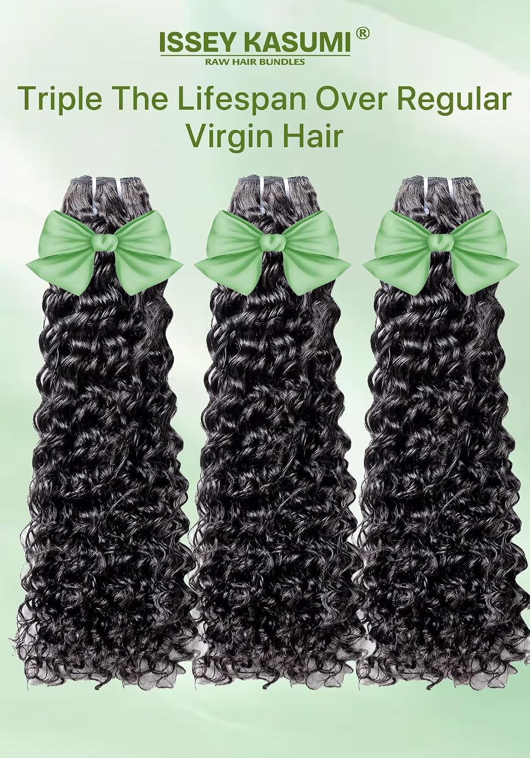 Deep Wave Bundles Human Hair,100 Unprocessed Indian Raw Hair 3 Curly Bundles(14 14 14 Inch),Triple The Lifespan Over Regular Virgin Hair,No Tangle,No Shedding,Keep Soft and Silky After Multiple Washes