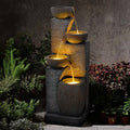 38.2' Tall Outdoor Water Fountain,Stone Texture Modern 4 Tiers Cascading Bowls Garden Fountains Outdoor,Suit for Patio, Deck, Porch, Lawns, Backyard and Home Art Decor