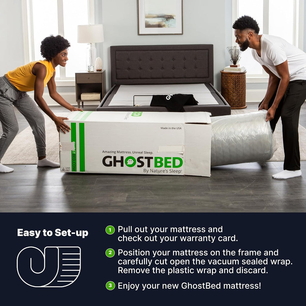 GhostBed Classic 11 Inch Memory Foam & Latex Mattress - Medium-Firm Feel, Made in The USA, Full
