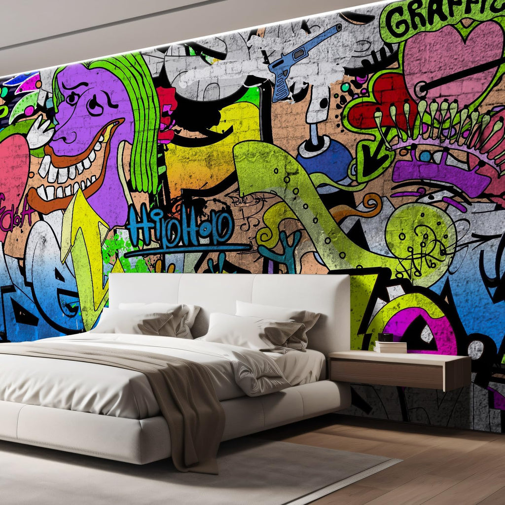 wall26 - Colorful Graffiti - Large Wall Mural, Removable Peel and Stick Wallpaper, Home Decor - 100x144 inches