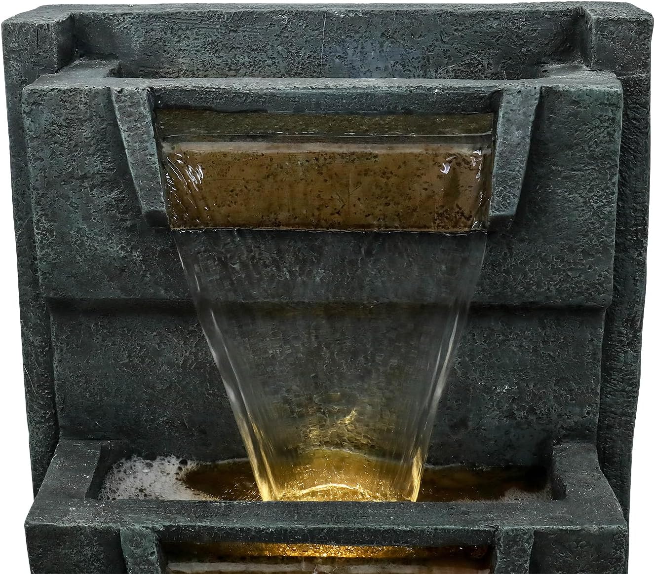 SunJet 4-Tiers Modern Cascading Indoor/Outdoor Fountains and Waterfalls with LED Lights - 39.3' High Large Water Fountain for Garden, Patio, Yard, and Deck Decor - Relaxing Water Fountain Outdoor