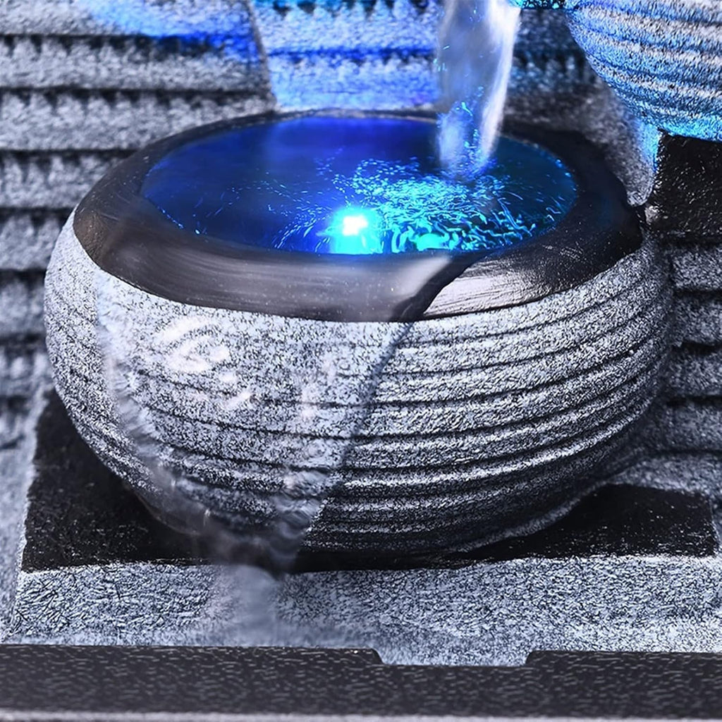 Indoor Water Fountain Tabletop Fountains Stacking Creative Modeling Indoor Running Water Desktop Fountain Decoration Feng Shui Ball Simple Office Decorations Meditation Fountain