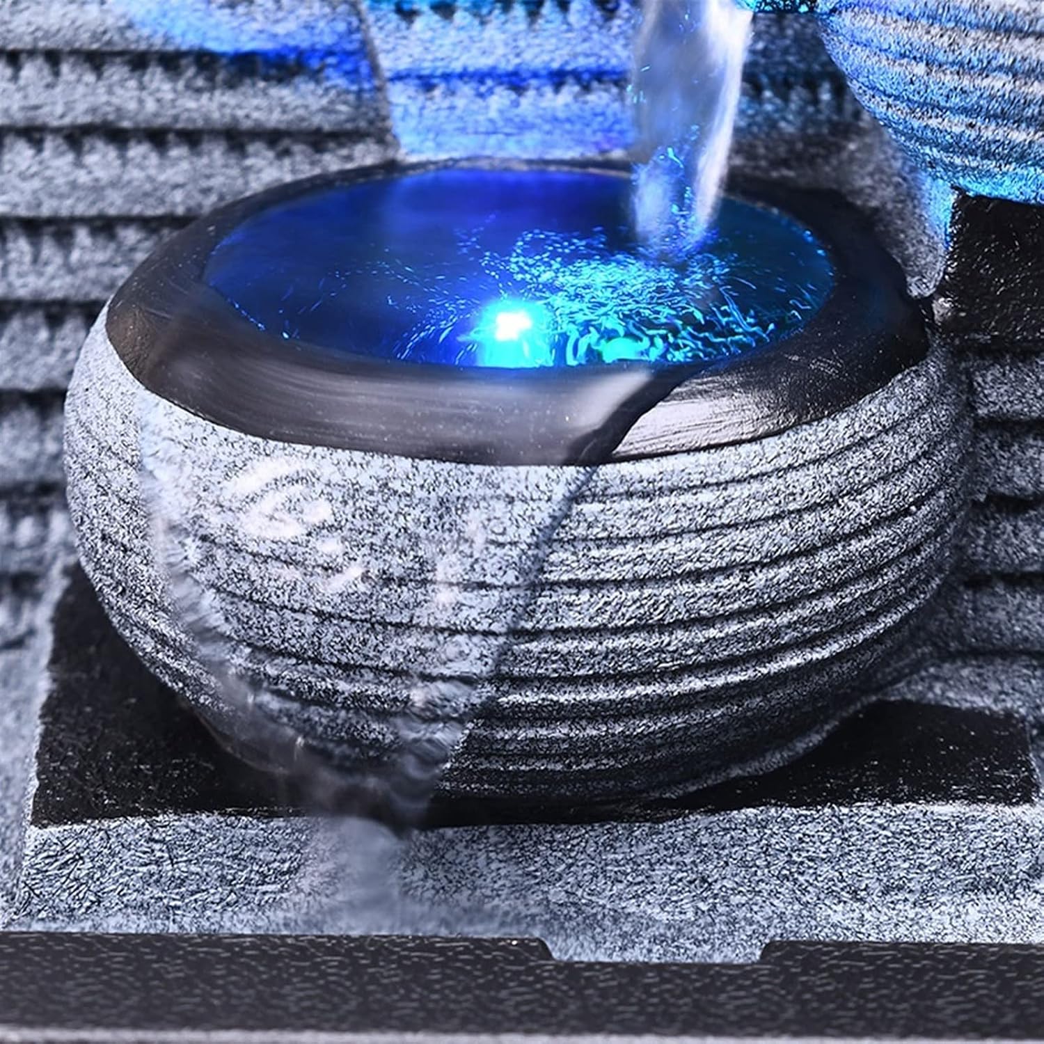 Indoor Water Fountain Tabletop Fountains Stacking Creative Modeling Indoor Running Water Desktop Fountain Decoration Feng Shui Ball Simple Office Decorations Meditation Fountain