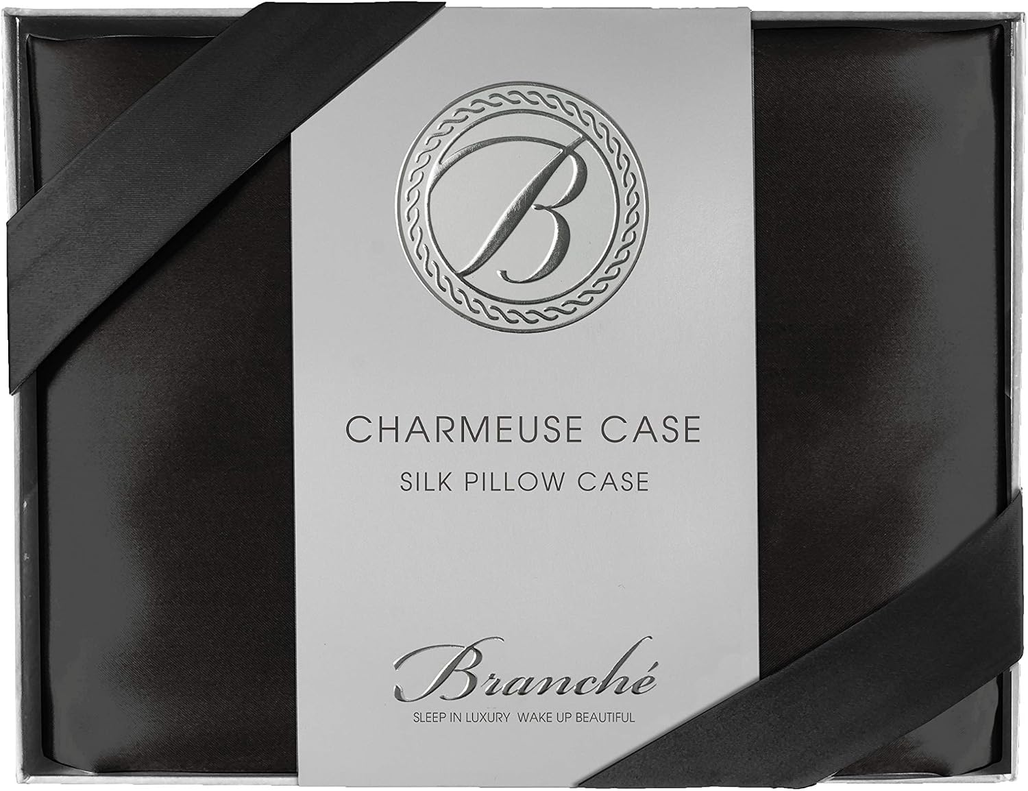 Branché Beauty Sleep Charmeuse Case | Silk Pillowcase for Healthy Skin and Hair | Queen/Standard - 20' x 28' / 51 x 71 cm | Black