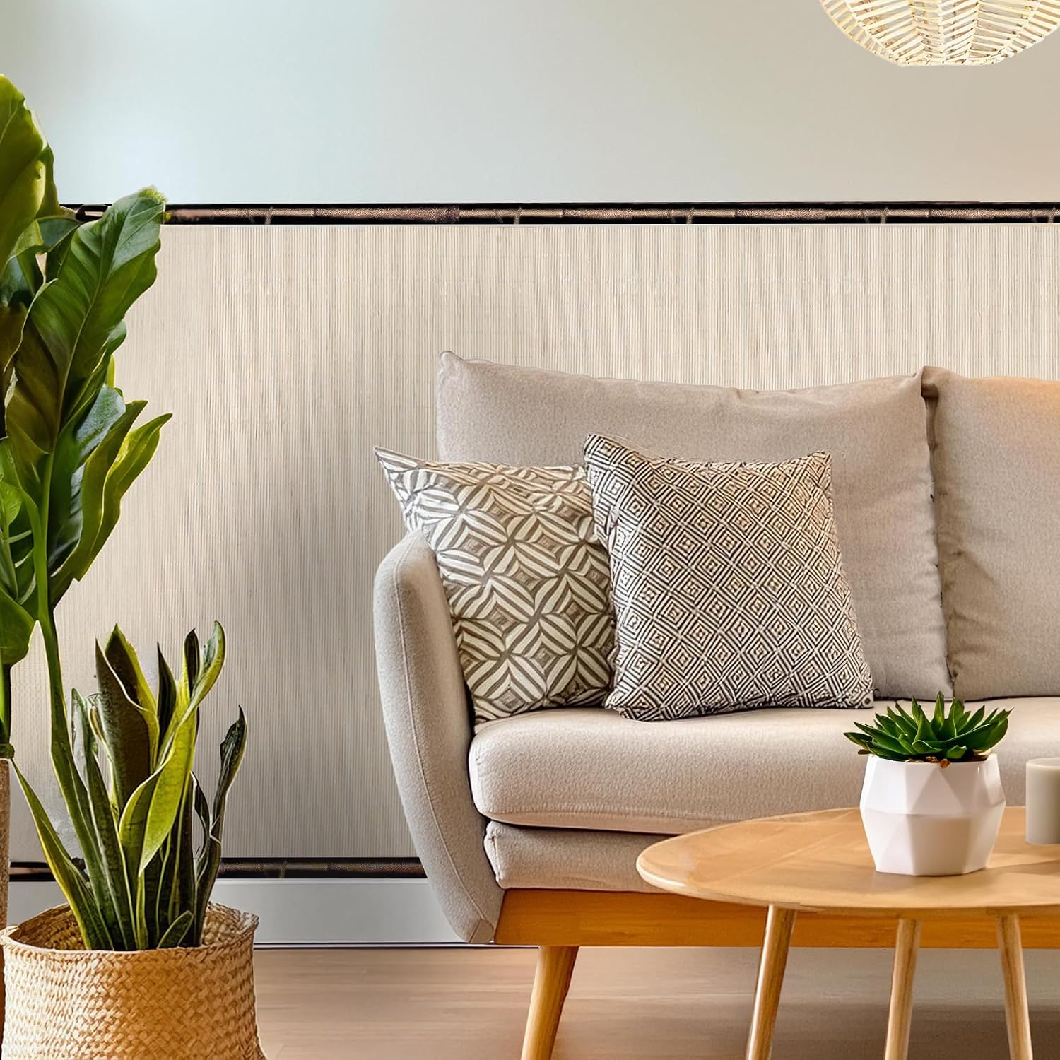 Forever Bamboo Natural Tatami Bamboo Wall Paneling Home Decor for Living Room Decorative Ceiling Treatment 4 ft H x 50 ft L