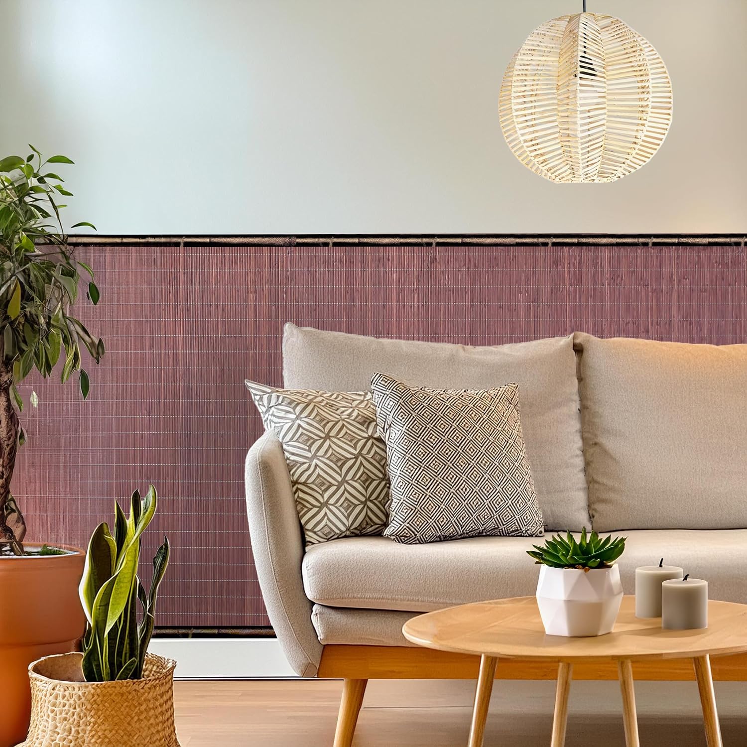 Forever Bamboo Chocolate Tatami Bamboo Wall Paneling Home Decor for Living Room Decorative Ceiling Treatment 4 ft H x 50 ft L