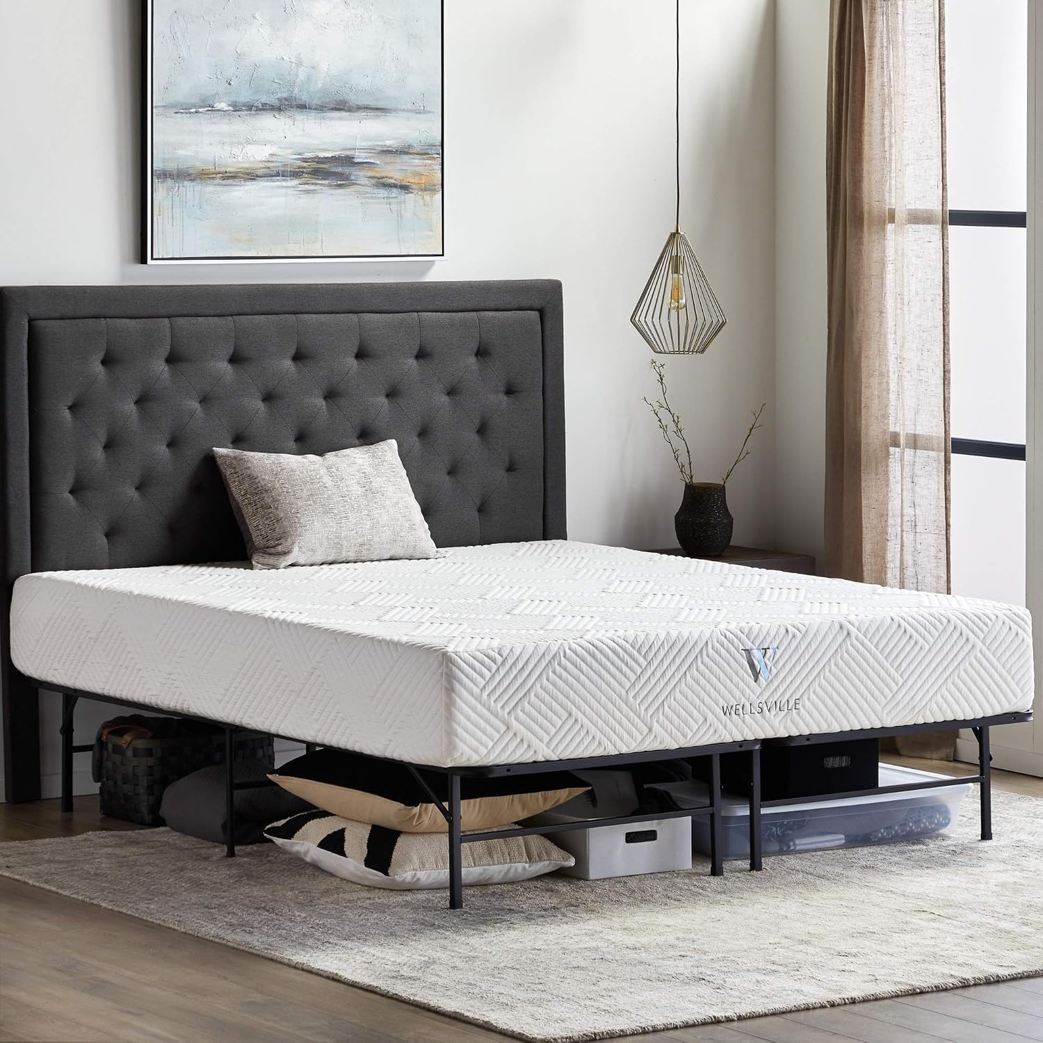 STRUCTURES Foldable Bed Base - Platform Bed Frame and Box Spring in One - Strong and Sturdy Support - Quiet Noise Free - Quick, Easy Setup - Twin