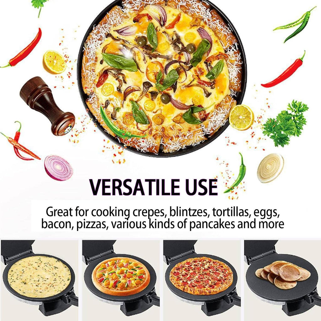 Roti Maker Machine, Electric Tortilla Machine, with Dual Surface Heating, Non Stick Plates, Adjustable Temperature, for Pancakes, Pizza, Quesadillas