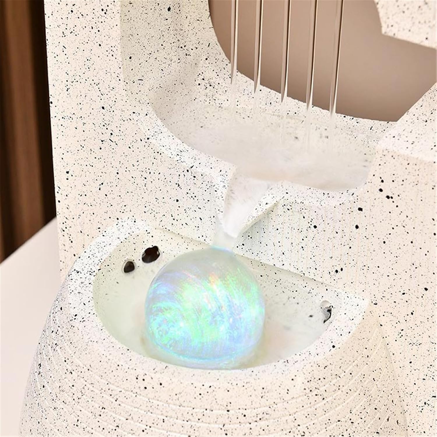 Tabletop Fountain Waterfall Minimalist Tabletop Fountain Water Features Indoor Waterfall Fountains for Home Office Decoration(Beige)
