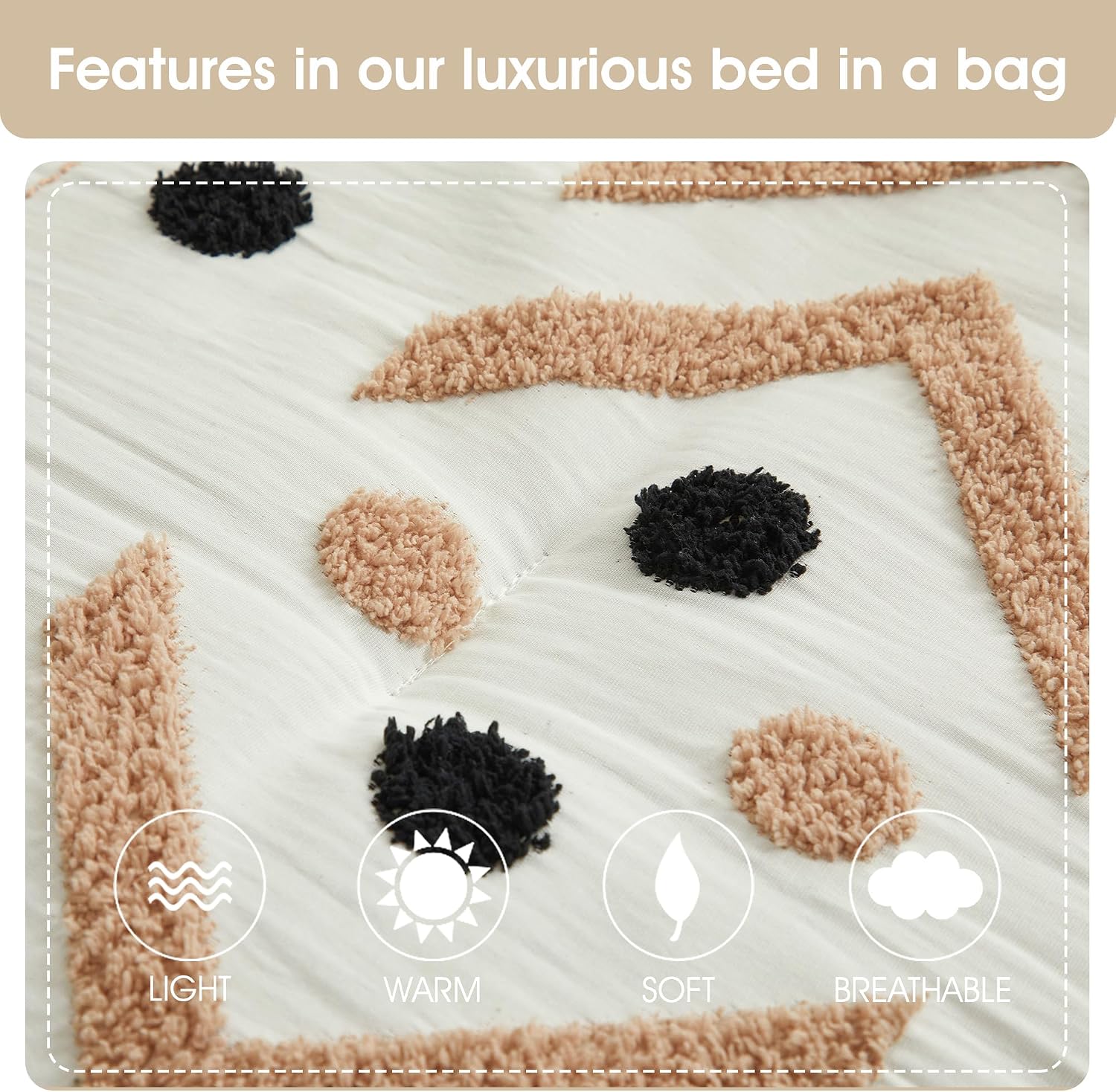 Stratford Park Taupe Terry Embroidery Comforter Set California King Size, 7 Piece Geometric Bedding Set, All Season Home Decor, Matching Pillow Shams, Bedskirt, Decorative Pillows