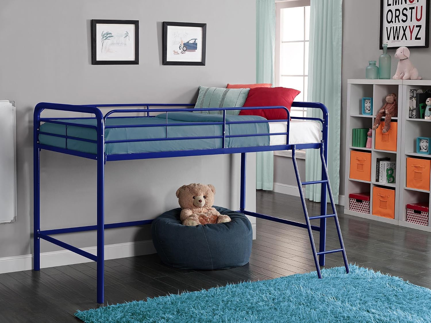 DHP Jett Junior Twin Metal Loft Bed, Navy