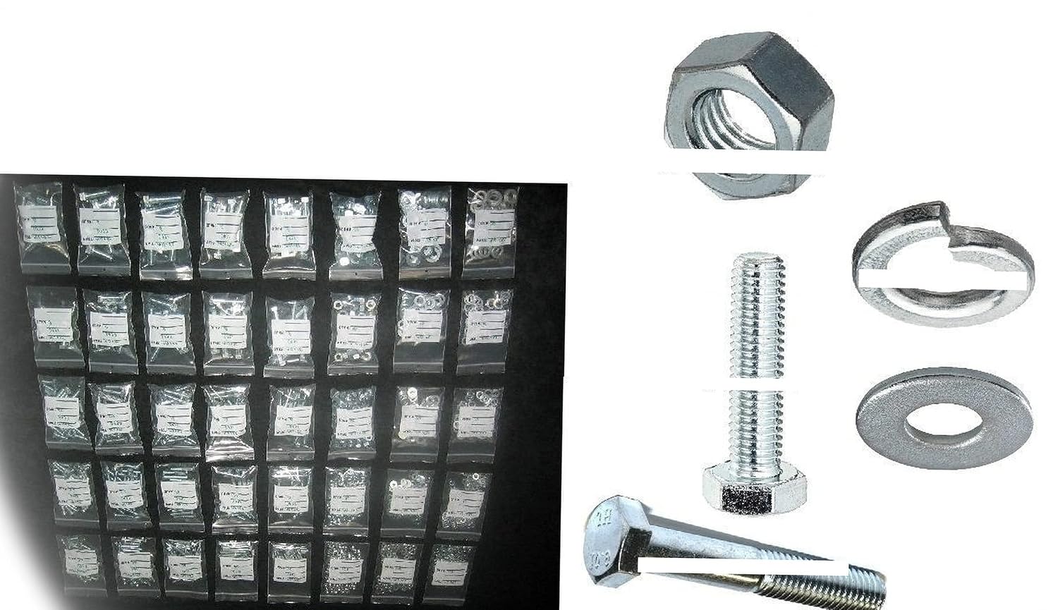 Metric Grade 10.9 or 8 Bolt Nut & Washer Assortment - Kit 1496 Pieces Multi-Purpose Comprehensive Hardware Fastener Assortment Kit Cit00606Riv
