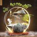 Crane Tabletop Fountain Indoor Waterfall Fountain Office Tabletop Water Fountain with Lights Backflow Incense Burner Ceramic Indoor Zen Decor for Home Office Yoga Meditation(Crane)