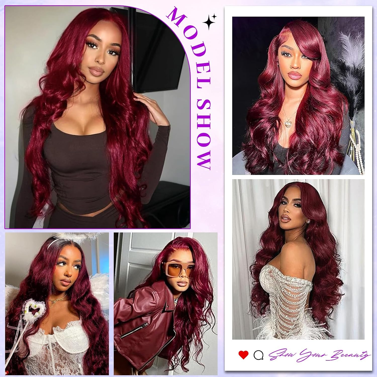 99J Burgundy Human Hair Bundles Body Wave Human Hair 15A,Triple Lifespan Indian Hair,No Tangle Shedding,Multiple Washes Keep Texture Silky Soft (99J burgundy bundles, 14 16 18 20)
