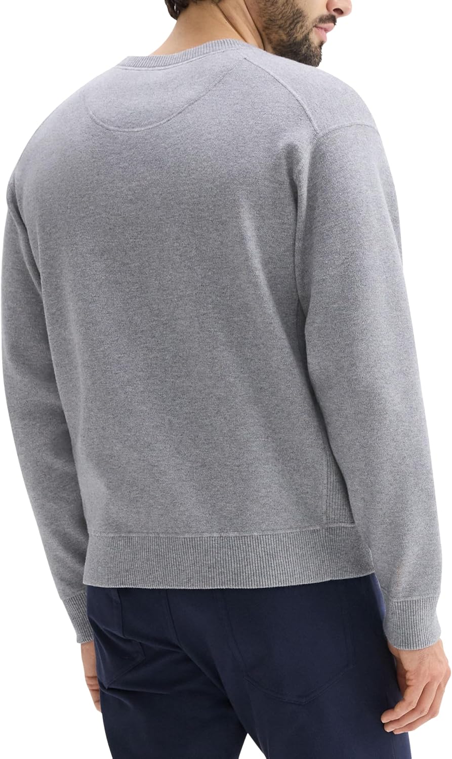 Theory Mens Relax Crewneck Long Sleeve in Light Bilen Melange Grey X-Small