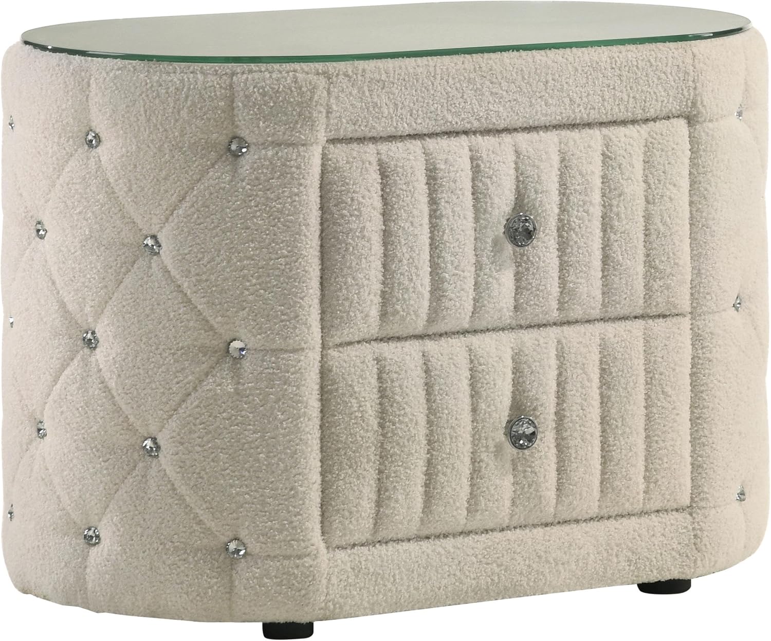 Coaster Home Furnishings - Sonya - Wood - 5-Piece Bedroom Set with Round Bed, Scroll-Back Headboard, USB Ports and Modern Classic Style - Bedroom - Queen Size - Ivory - 360111Q-S5