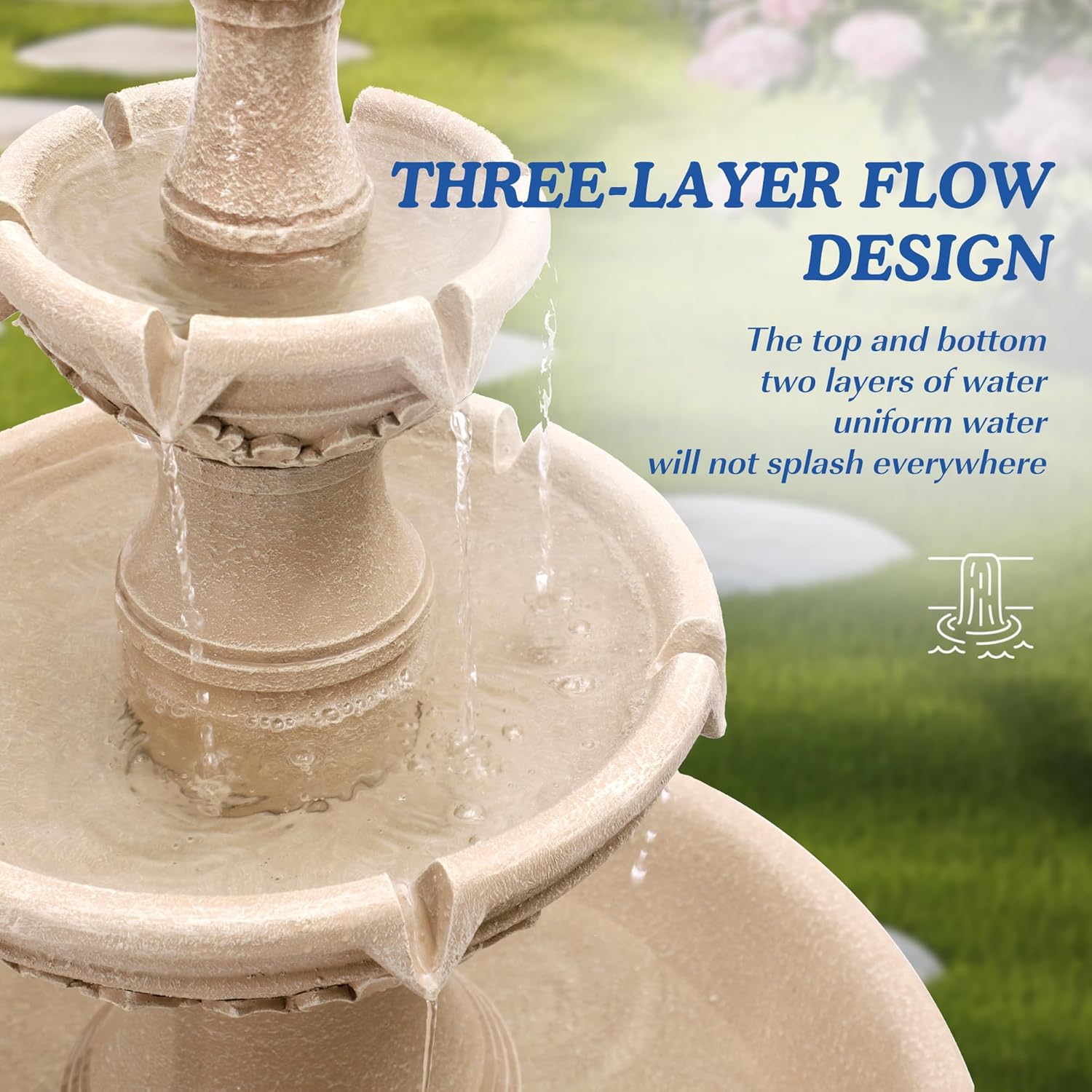 Italian Outdoor Water Fountains Garden Decor - 48.4''H Fountains and Waterfalls Outside, Large Cascading Indoor Floor-Standing Resin Bubbler Fountain Features W/Pump for Patio, Yard and Home