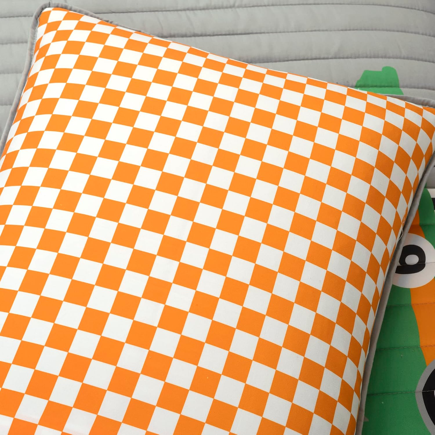 Lush Decor Racing Cars Reversible Oversized 5 Piece Quilt Set, Full/Queen, Gray & Orange