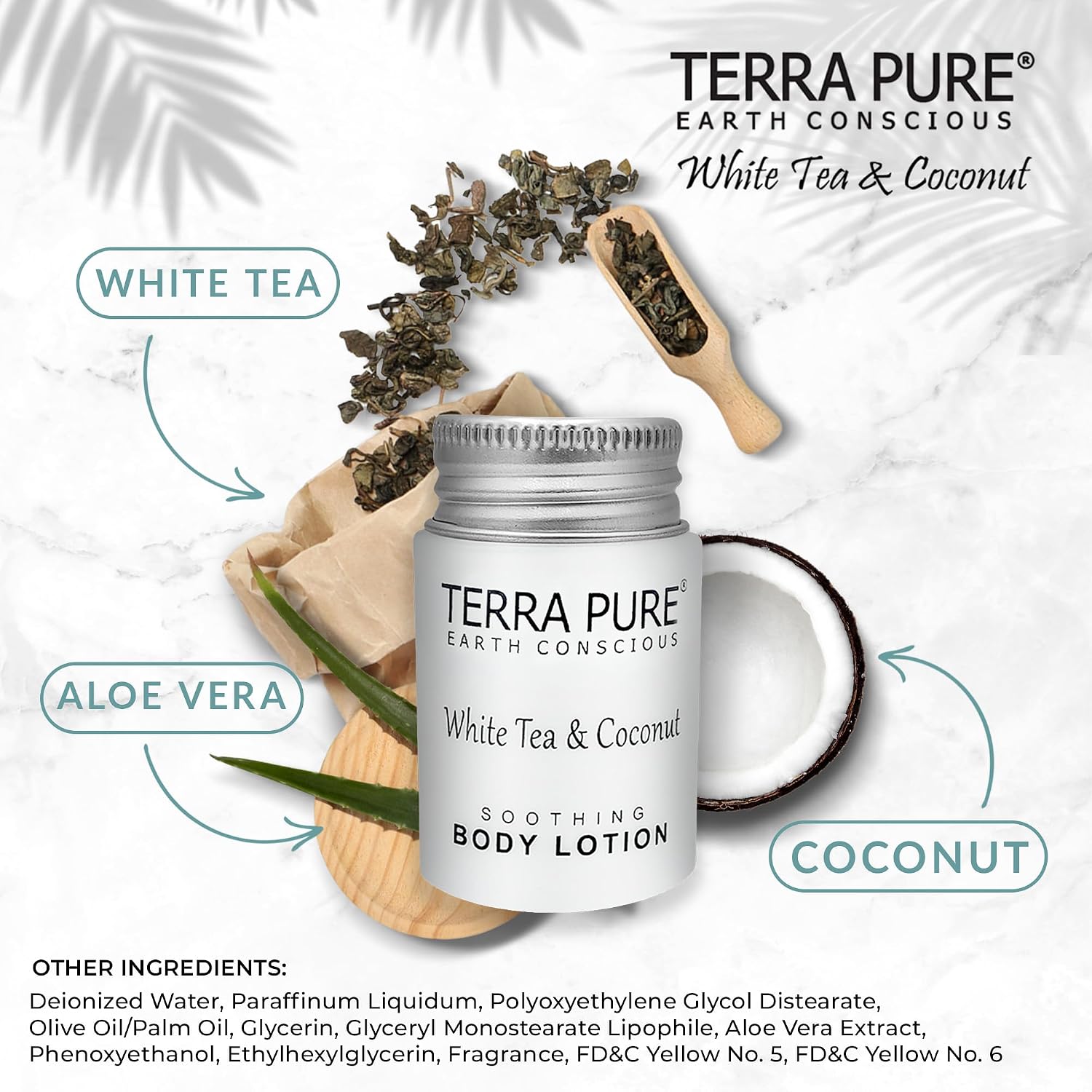 Travel Size Hotel Body Lotion 300 Count 1 oz Bottles Guest Amenities for Hotels Vacation Rentals & Short Term Rentals Paraben Free White Tea & Coconut Scent Infused with Aloe & Olive Oil | Terra Pure