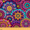 Mandala Flower Fabric by The Yard Watercolor Retro Bohemian Floral Plant Home DIY Fabric by The Yard Cartoon Cute Boho Style Soft Flannel Polyester No Stretch Fabric Quilting Sewing,10 Yards