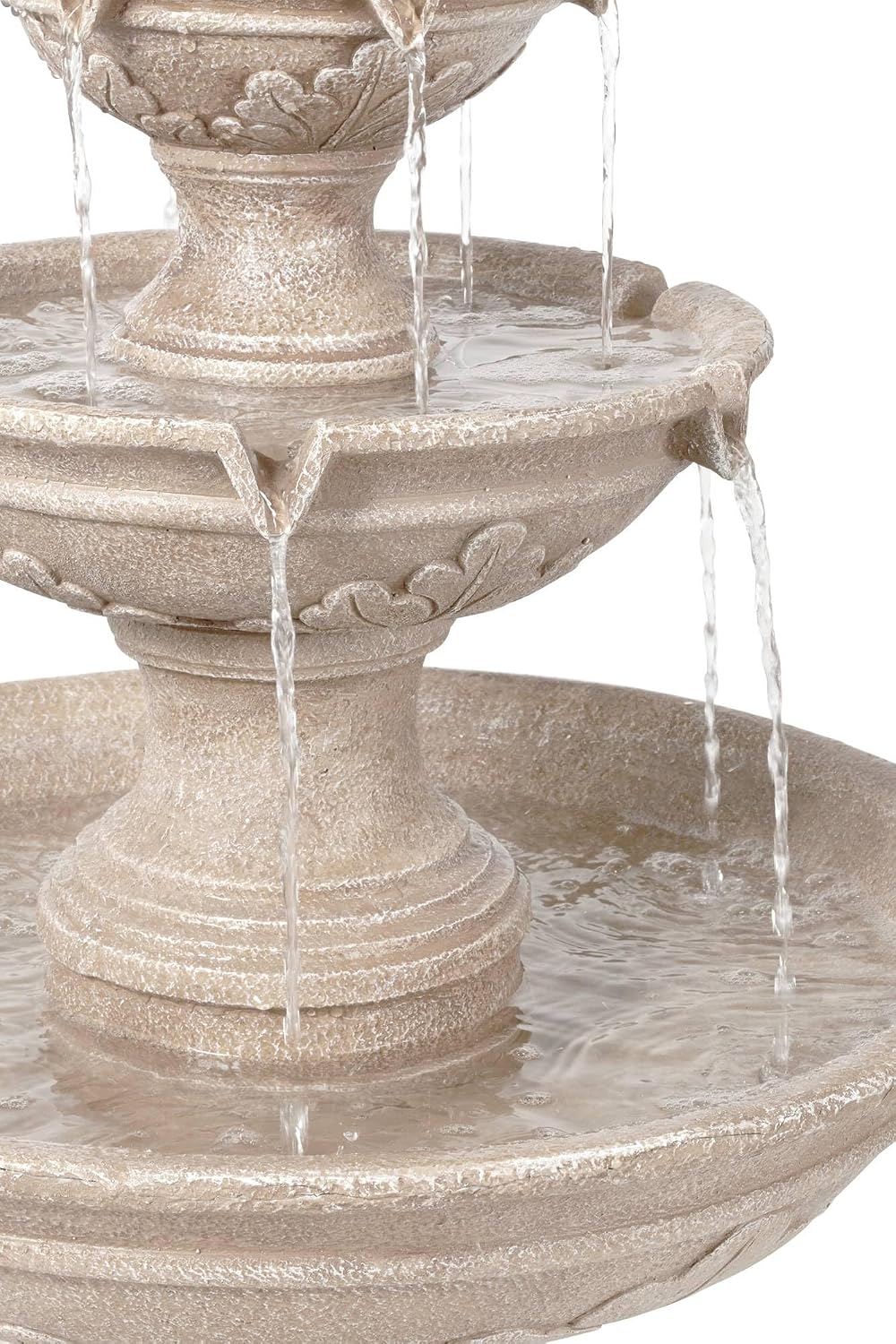 Stafford 48' High Large Traditional Italian Indoor Outdoor Decor Faux Stone Floor Fountain Waterfall 3-Tier Standing Basin Water Feature for Outside Garden Patio Yard Backyard Porch - John Timberland