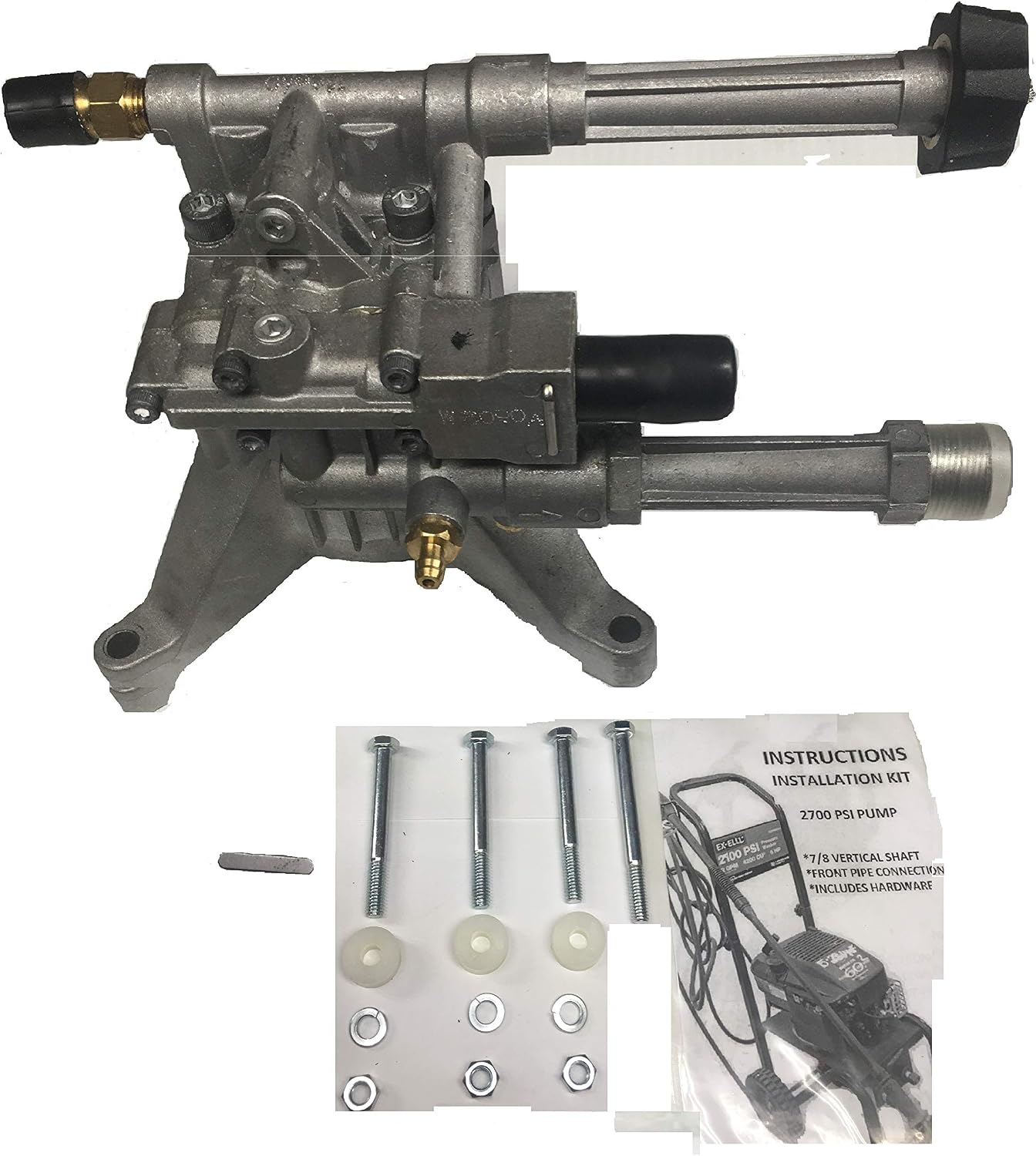 Pressure Washer Vertical Replacement Pump KIT Replaces A07908 PWH2500 Power Wave Under Engine VR 2500 & Delta Models, Front Pipes Longer Bolts,Extra SPACERS for Honda Application