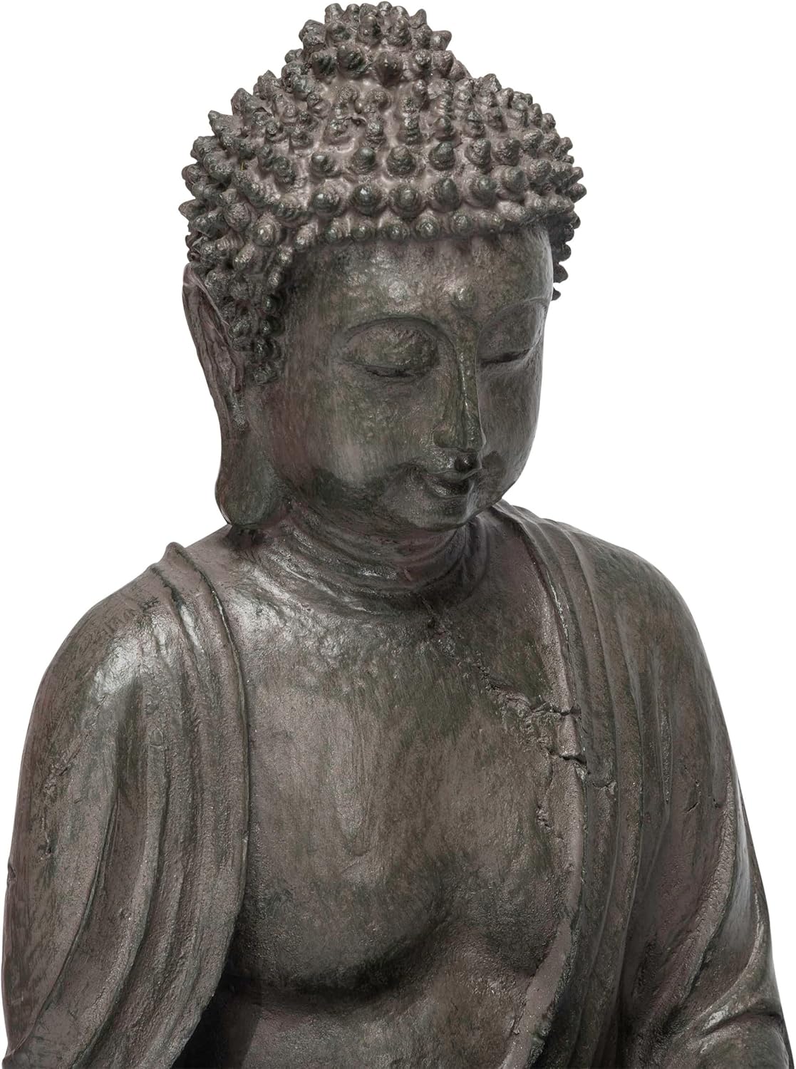 Alpine Corporation GEM178 Indoor Tabletop Meditating Buddha Water Fountain with LED Lights and Lotus Flower, 19', Beige