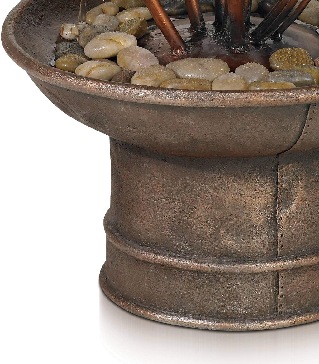 Ashton Water Lilies and Cat Tails 33' High Large Asian Indoor Outdoor Cottage Core Decor Resin Floor Fountain Standing Waterfall Tiered Water Feature for Outside Garden Patio Yard - John Timberland