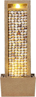 Teamson Home Coastal Seashells Design Outdoor Water Fountain–Warm Glow Lighting with Steady Flow & Electric Pump, Brown