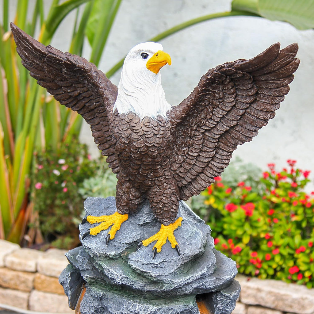 YZM Bald Eagle Statue Outdoor Fountain Tiered Cascading Rock Water Feature for Garden Patio Backyard Porch Deck 38.58' Tall Outdoor Waterfall Sculpture Elegant Garden Decor