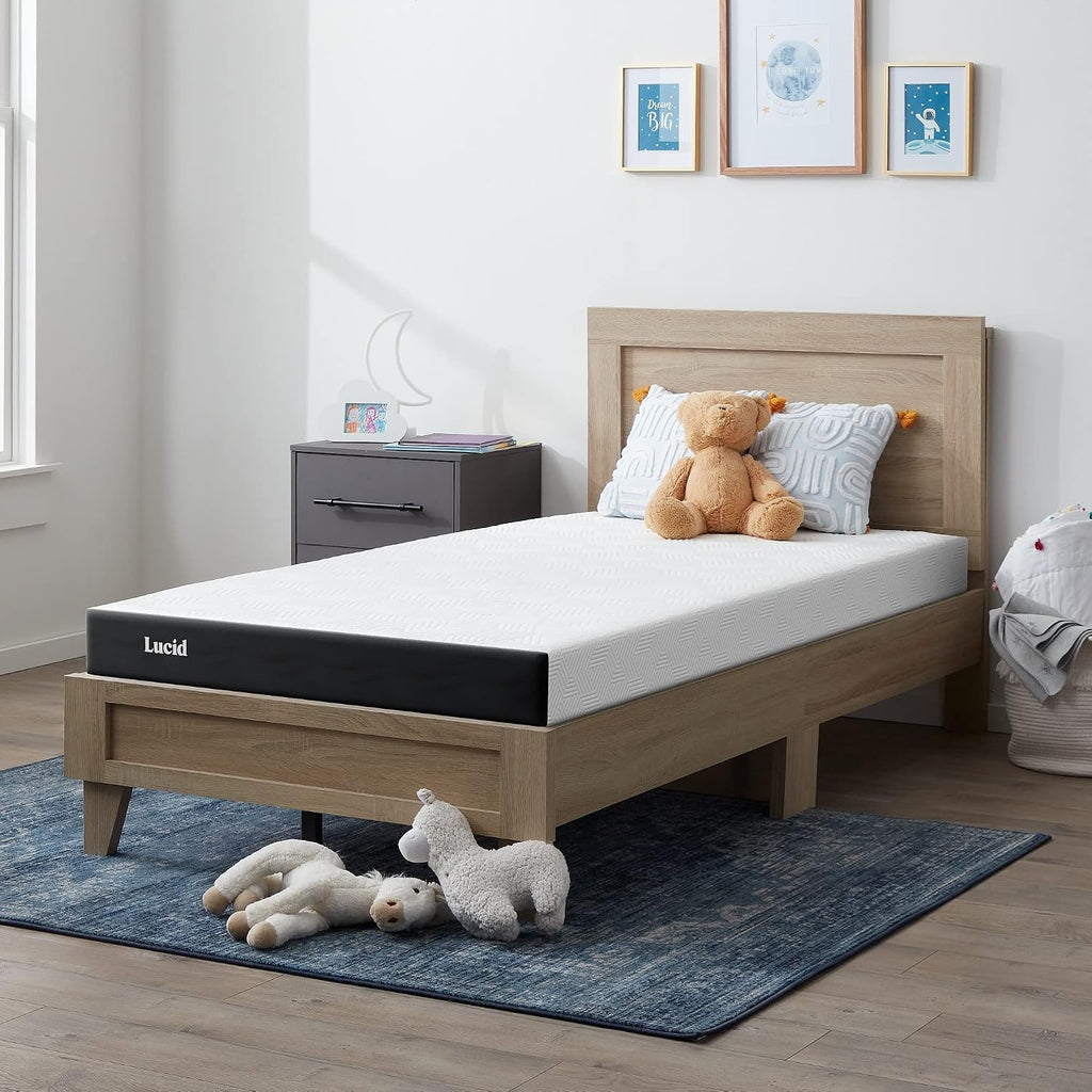 Lucid 5 Inch Memory Foam Mattress - Firm Feel - Infused with Refreshing Bamboo Charcoal and Cooling Gel - Bed in a Box - Temperature Regulating - Short Queen Size - RV or Camper Van Size