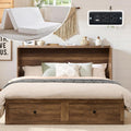 LUXOAK Full Murphy Bed with 6' White Tri-Fold Memory Foam Mattress, Storage Drawer & Charging Station, Space-Saving Design for Home Office or Guest Room, Barnwood