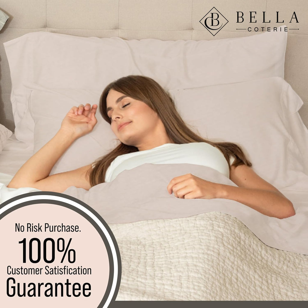 Bella Coterie 6 Piece Luxury Bamboo Viscose California King Size Sheet Set | 100% Organically Grown | Cooling for Hot Sleepers | 18' Deep Pocket | Soft & Hypoallergenic | 4 Pillowcases [Dune]