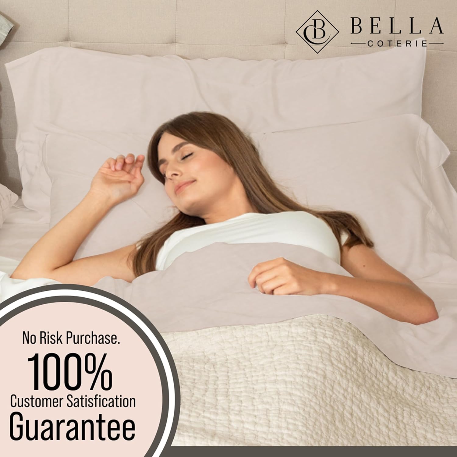 Bella Coterie 6 Piece Luxury Bamboo Viscose California King Size Sheet Set | 100% Organically Grown | Cooling for Hot Sleepers | 18' Deep Pocket | Soft & Hypoallergenic | 4 Pillowcases [Dune]