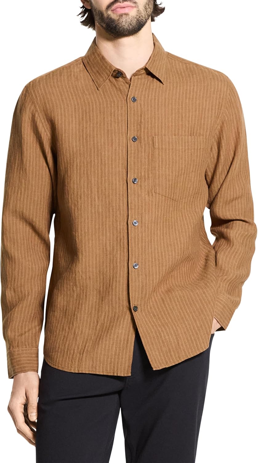 Theory Men's Theory Men's Irving Long Sleeve Button Down Woven in Summer Stripe Linen