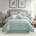 Stratford Park 7 Piece Green Comforter Set, Embroidery, Queen Size, Girls Bedding, All Season Bedding Set, Unique Pattern, Matching Decorative Pillows, Pillow Sham