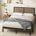 Zinus Kai Bamboo and Metal Platform Bed Frame with Headboard, No Box Spring Needed, Easy Assembly, Queen, Brown