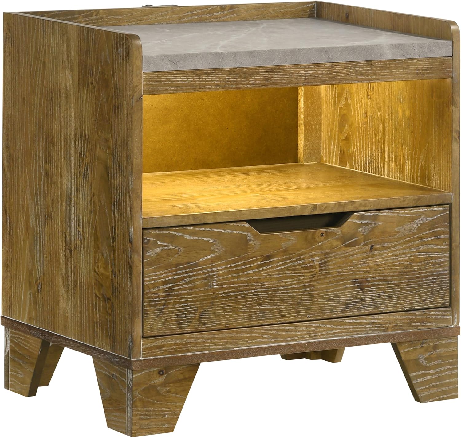Coaster Home Furnishings - Henderson - Wood - 5-Piece Bedroom Set with Bookcase Headboard, USB Charging and Rustic Style - Bedroom - Queen Size - Medium Oak - 222971Q-S5