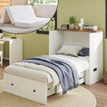 LUXOAK Twin Murphy Bed with 6' Tri-Fold Memory Foam Mattress, Storage Drawer & Charging Station, Space-Saving Design for Home Office or Guest Room, White