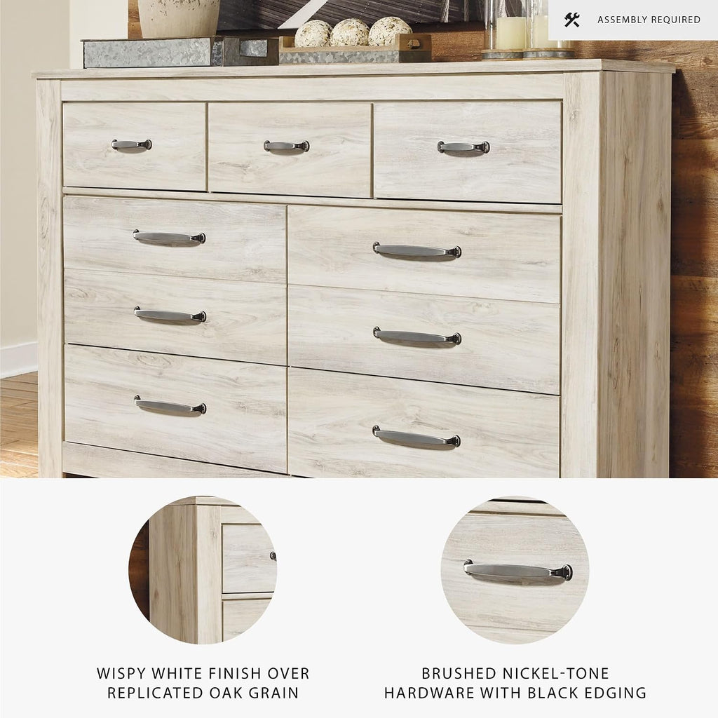Signature Design by Ashley Bellaby Farmhouse 7 Drawer Dresser, Whitewash
