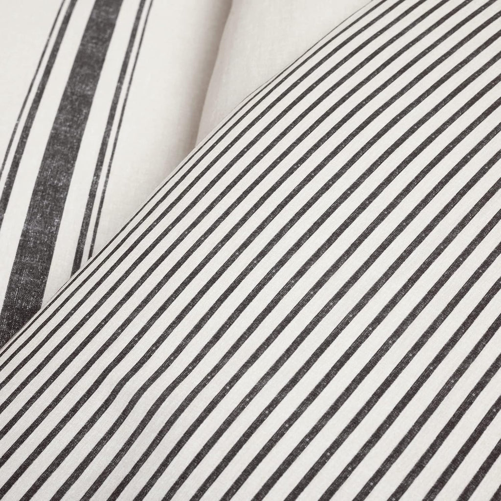Lush Decor Farmhouse Stripe Reversible Cotton Duvet Cover King Size 3 Piece Set Black - Farmhouse Bedding Set King - Striped Duvet Cover
